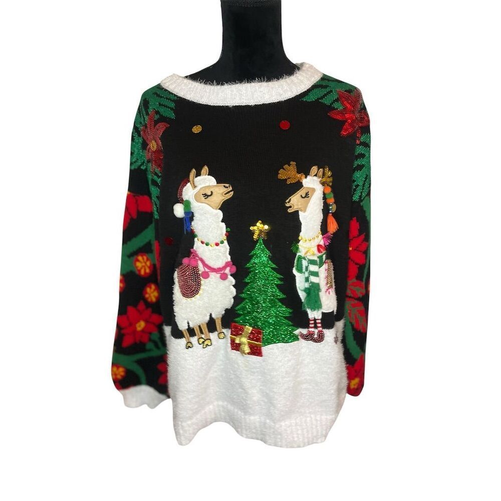 UGLY CHRISTMAS SWEATER LLAMA HOLIDAY TIMES FESTIVE SWEATER WOMENS SIZE 16W - Picture 5 of 9